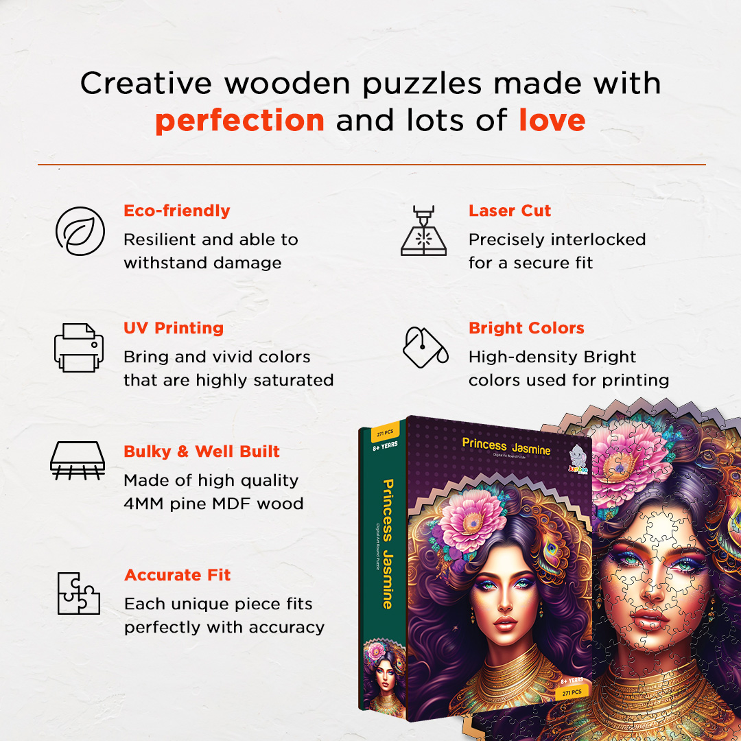 Princess Jasmine digital art puzzle for kids and adults a creative art base puzzle