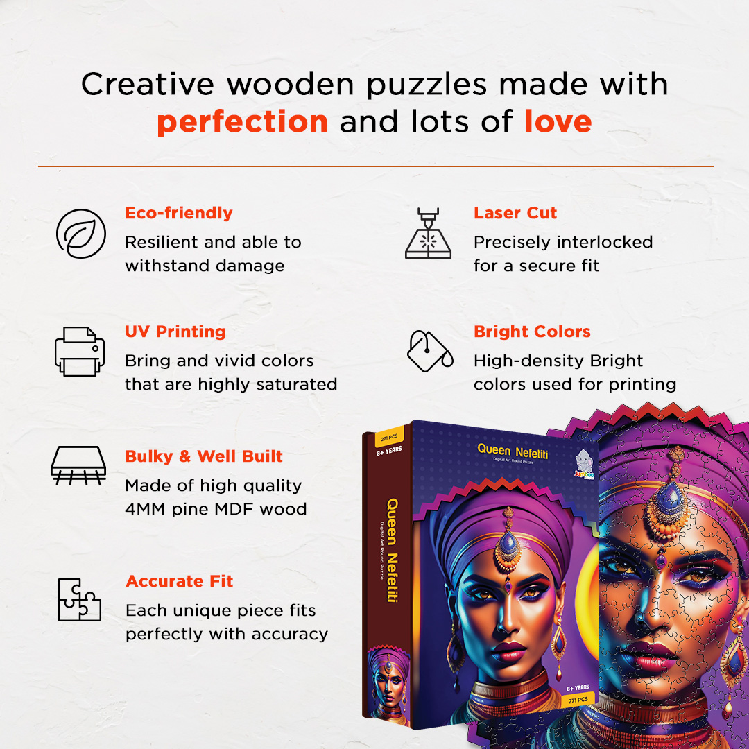 Queen Nefetiti digital art puzzle for kids and adults a creative art base puzzle