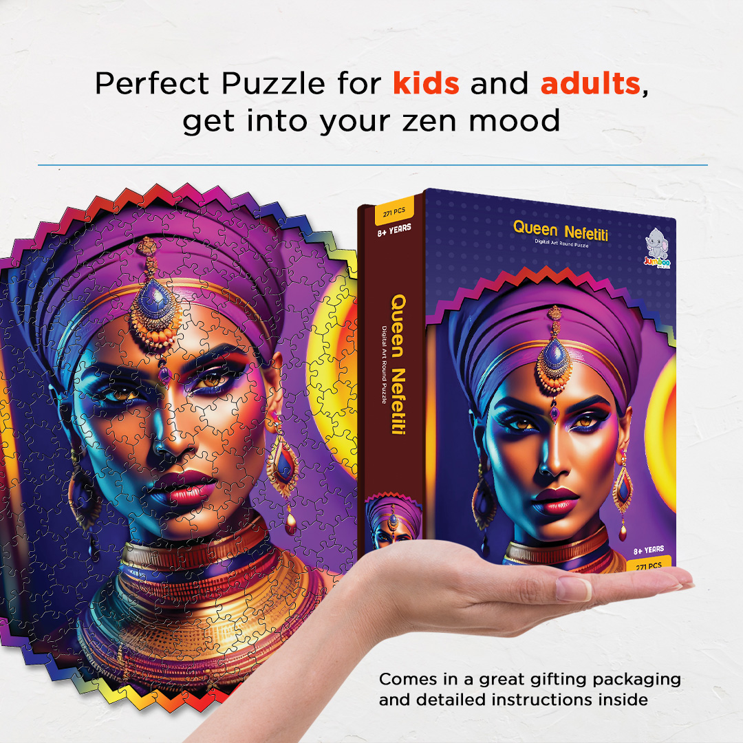 Queen Nefetiti digital art puzzle for kids and adults a creative art base puzzle