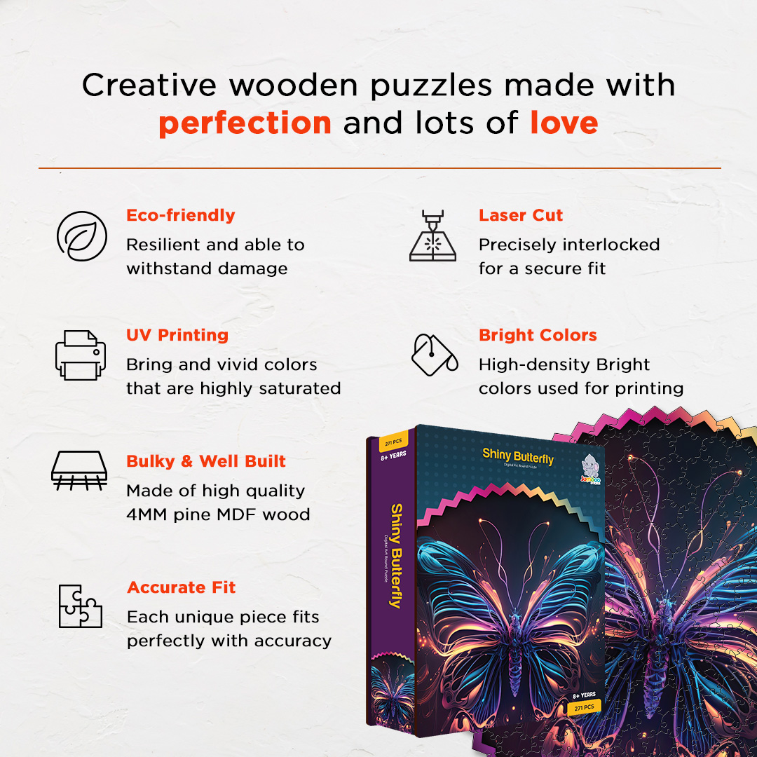 Shiny Butterfly digital art puzzle for kids and adults a creative art base puzzle