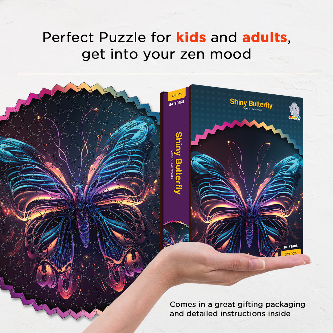 Shiny Butterfly digital art puzzle for kids and adults a creative art base puzzle