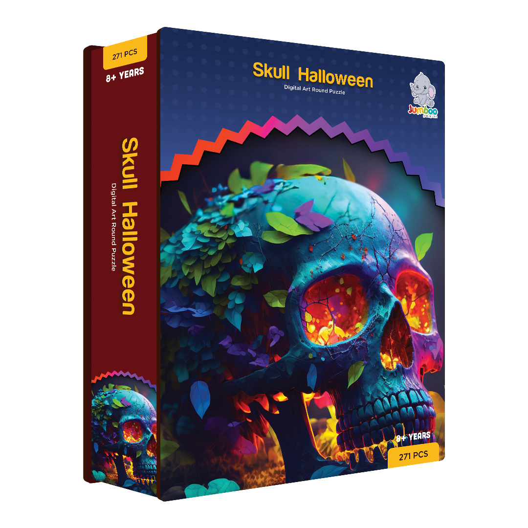Skull Halloween digital art puzzle for kids and adults a creative art base puzzle