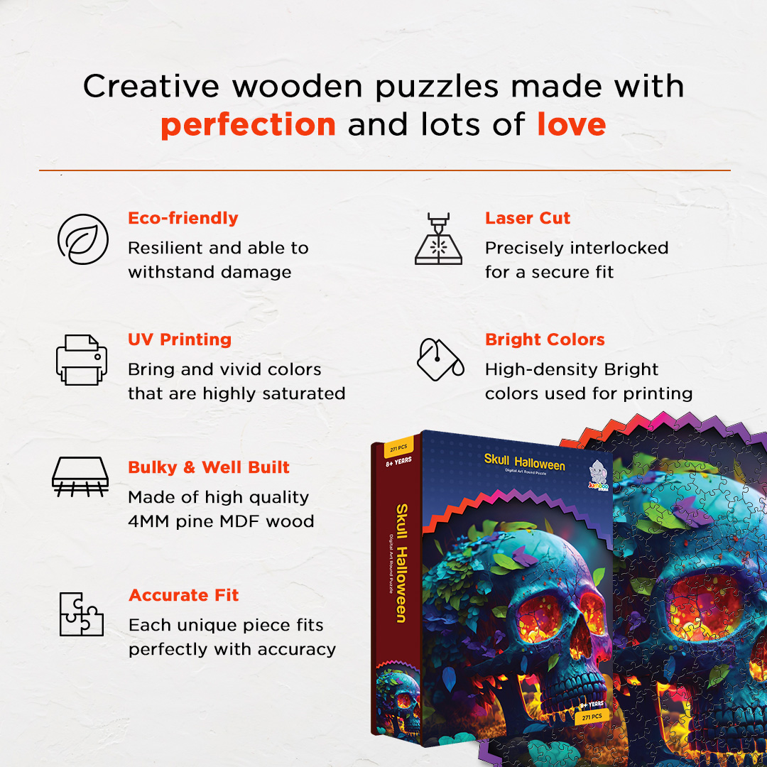 Skull Halloween digital art puzzle for kids and adults a creative art base puzzle