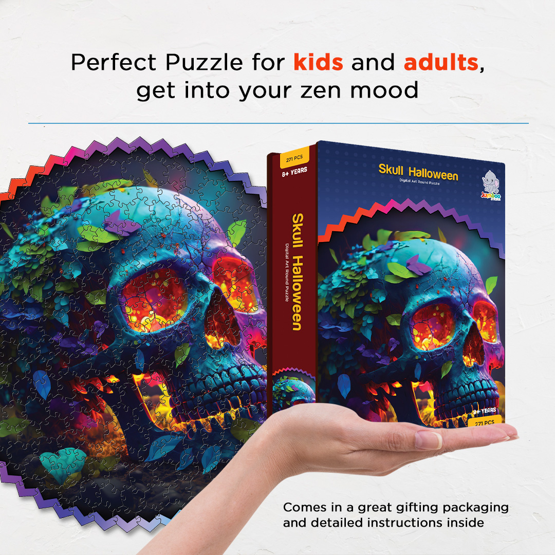 Skull Halloween digital art puzzle for kids and adults a creative art base puzzle