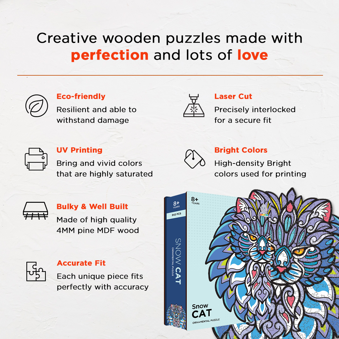 Snow Cat Ornamental Puzzle designed precisely to bring amazing fun time