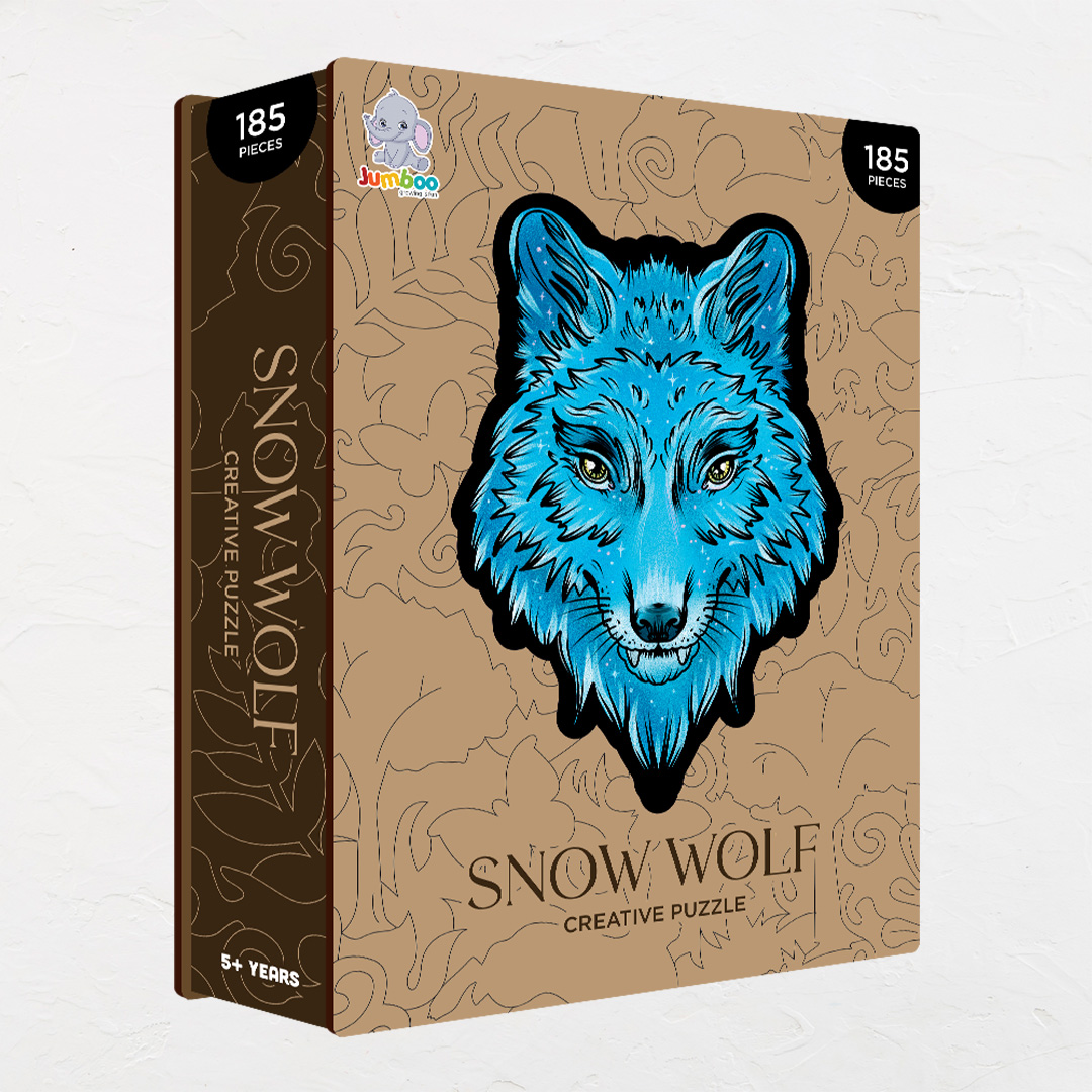 Snow Wolf creative jigsaw puzzle for kids and adults includes different custom shapes