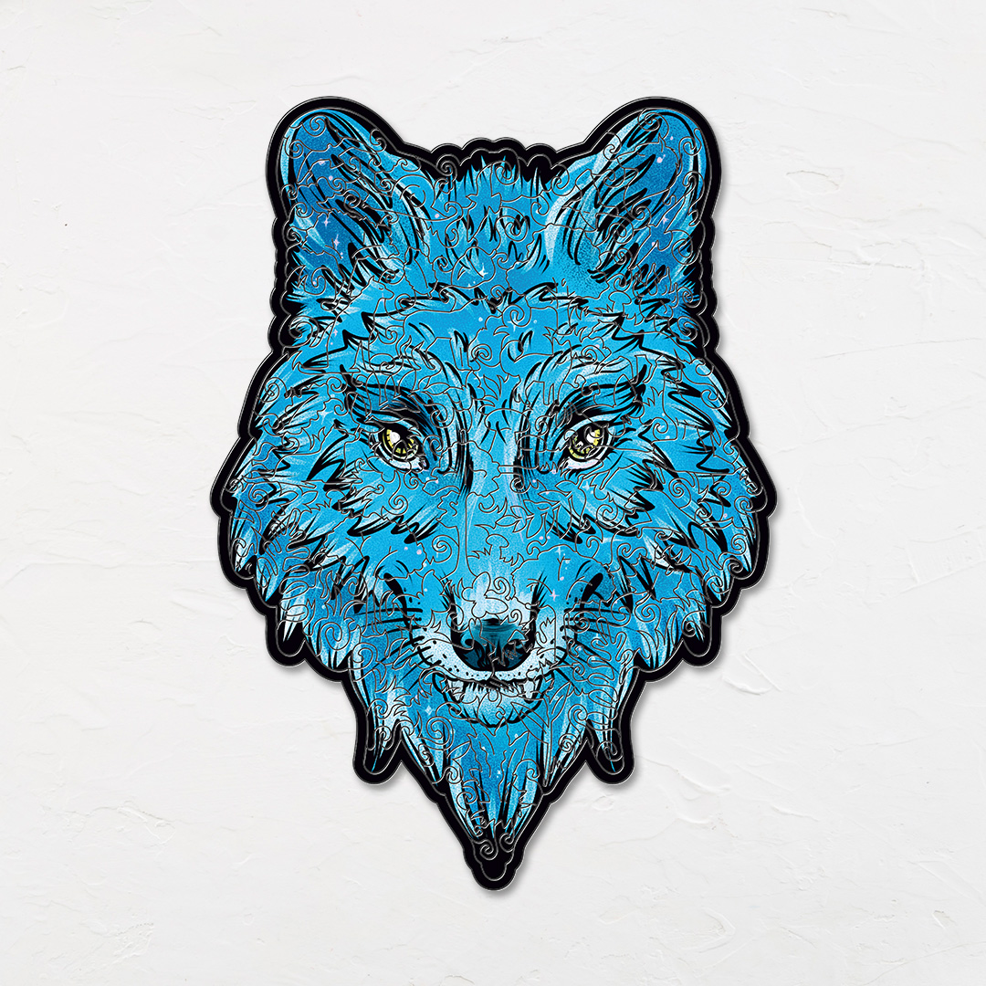 Snow Wolf creative jigsaw puzzle for kids and adults includes different custom shapes
