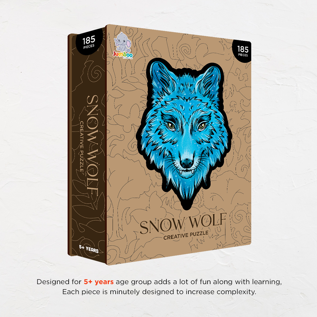 Snow Wolf creative jigsaw puzzle for kids and adults includes different custom shapes
