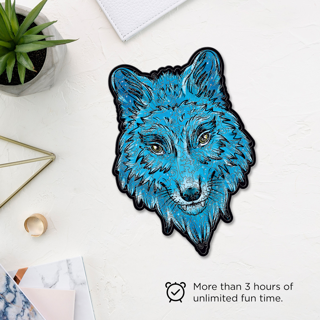 Snow Wolf creative jigsaw puzzle for kids and adults includes different custom shapes
