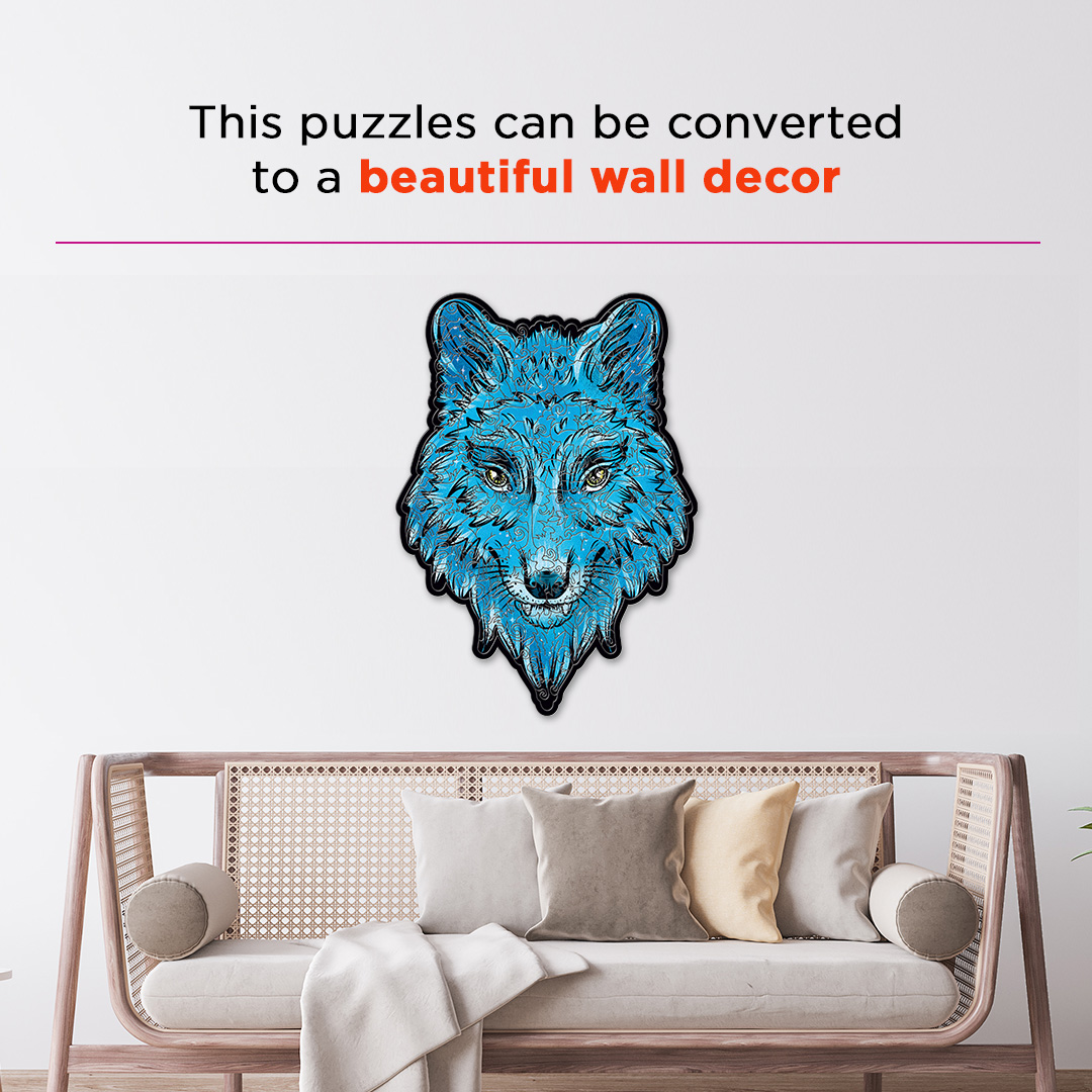 Snow Wolf creative jigsaw puzzle for kids and adults includes different custom shapes