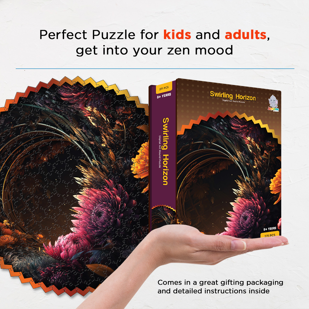 Swirling Horizon digital art puzzle for kids and adults a creative art base puzzle