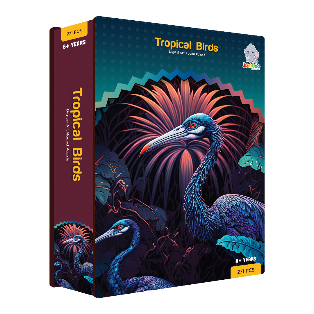 Tropical Birds digital art puzzle for kids and adults a creative art base puzzle