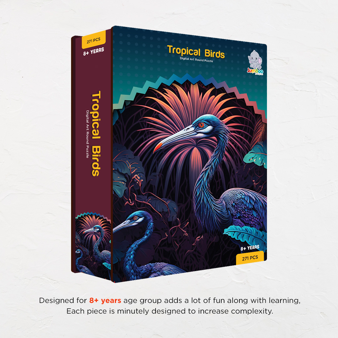 Tropical Birds digital art puzzle for kids and adults a creative art base puzzle
