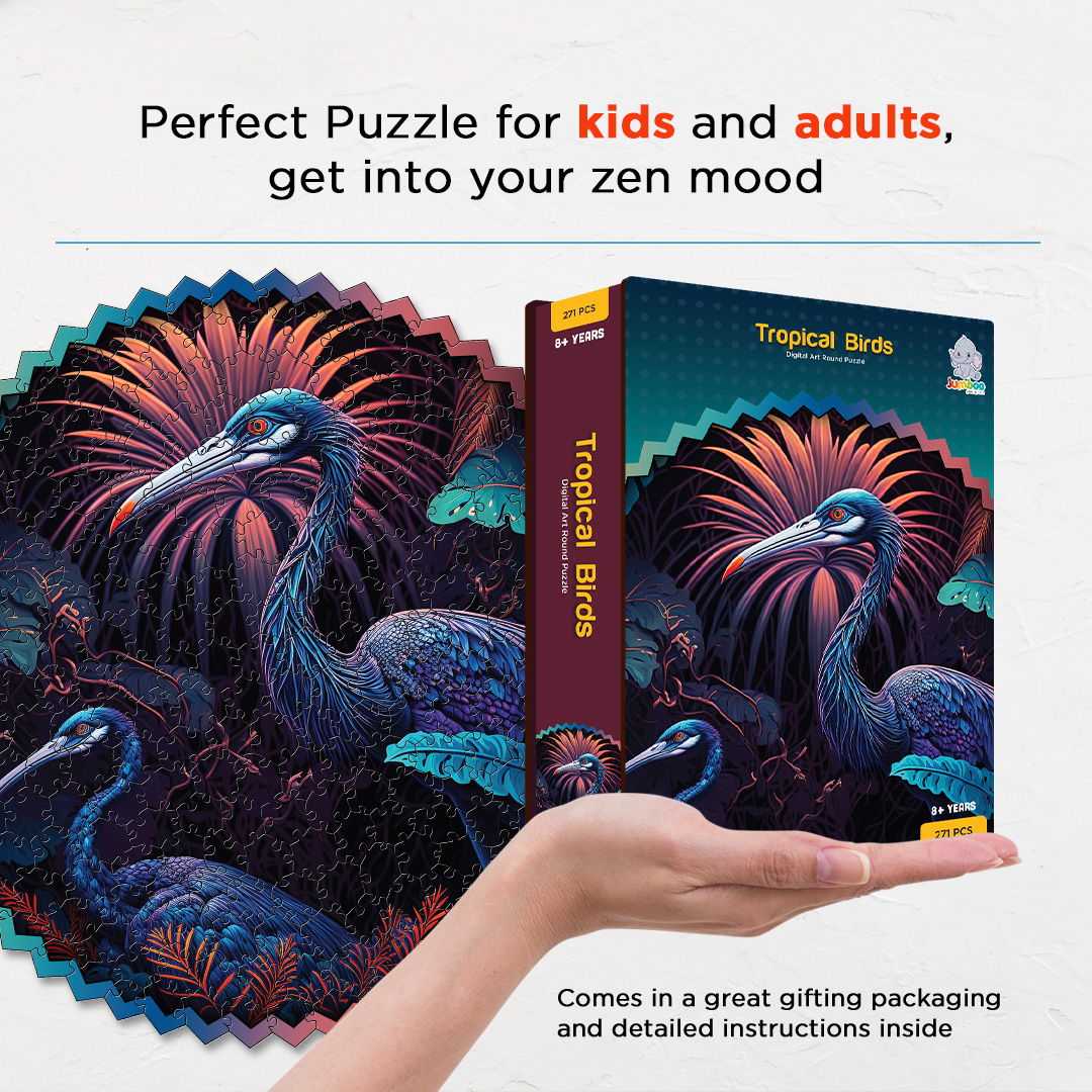 Tropical Birds digital art puzzle for kids and adults a creative art base puzzle