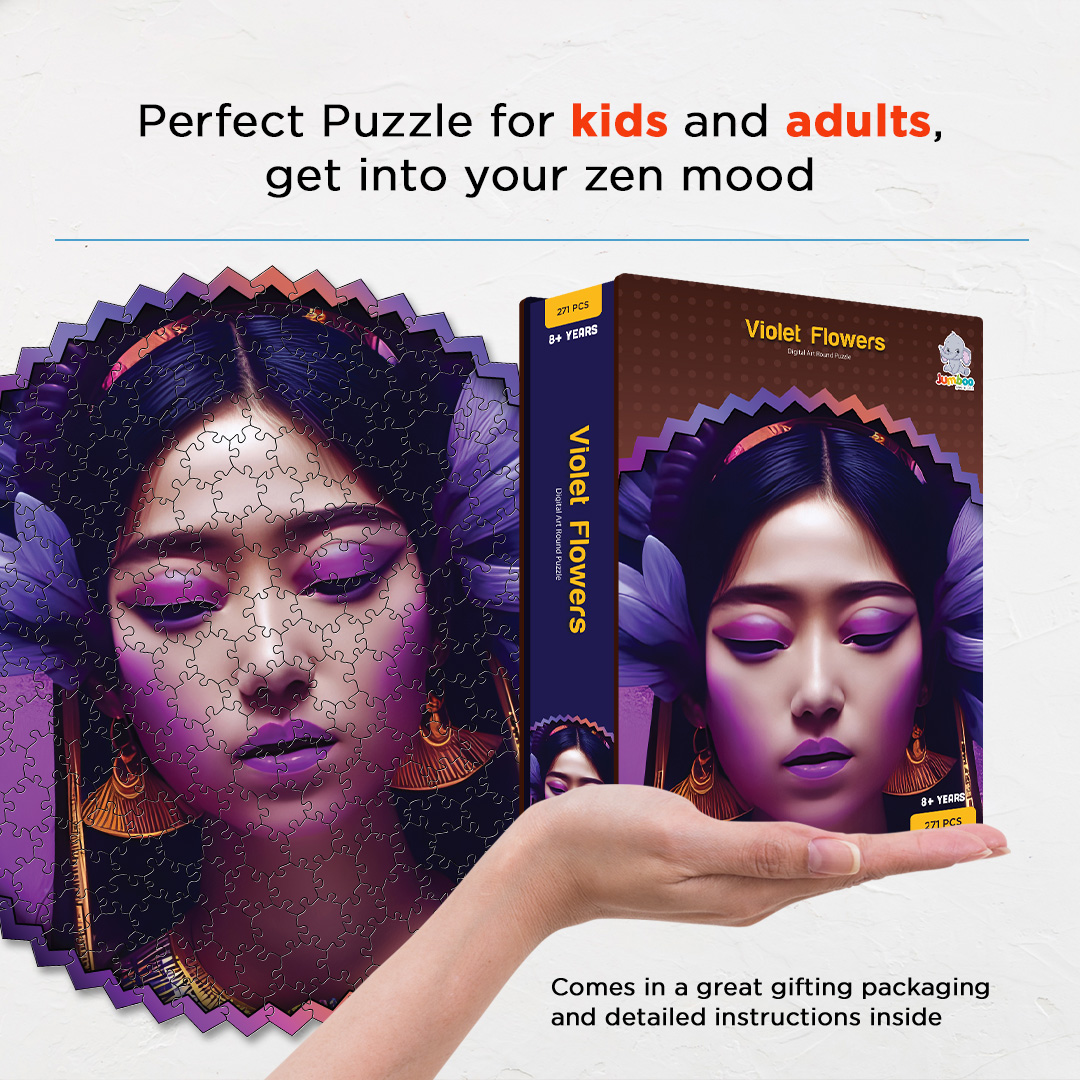 Violate Flowers digital art puzzle for kids and adults a creative art base puzzle