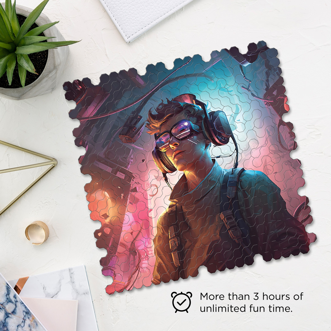 Virtual Adventure a futuristic new age Octagon combined shape jigsaw puzzle