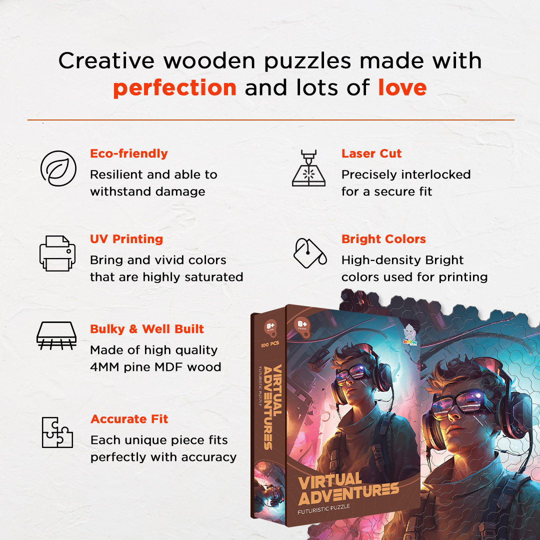 Virtual Adventure a futuristic new age Octagon combined shape jigsaw puzzle