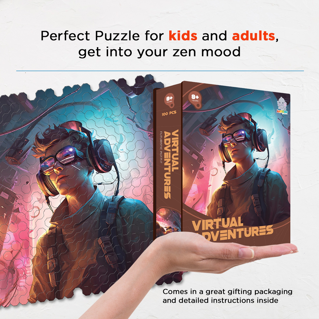 Virtual Adventure a futuristic new age Octagon combined shape jigsaw puzzle