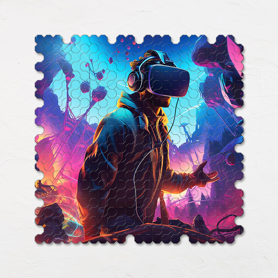 Virtual Gaming a futuristic new age Octagon combined shape jigsaw puzzle