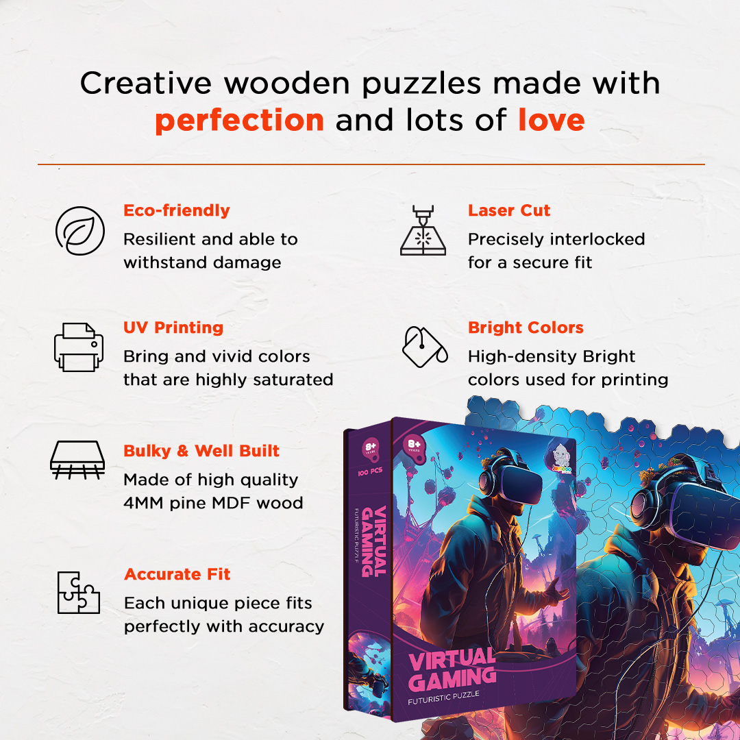 Virtual Gaming a futuristic new age Octagon combined shape jigsaw puzzle
