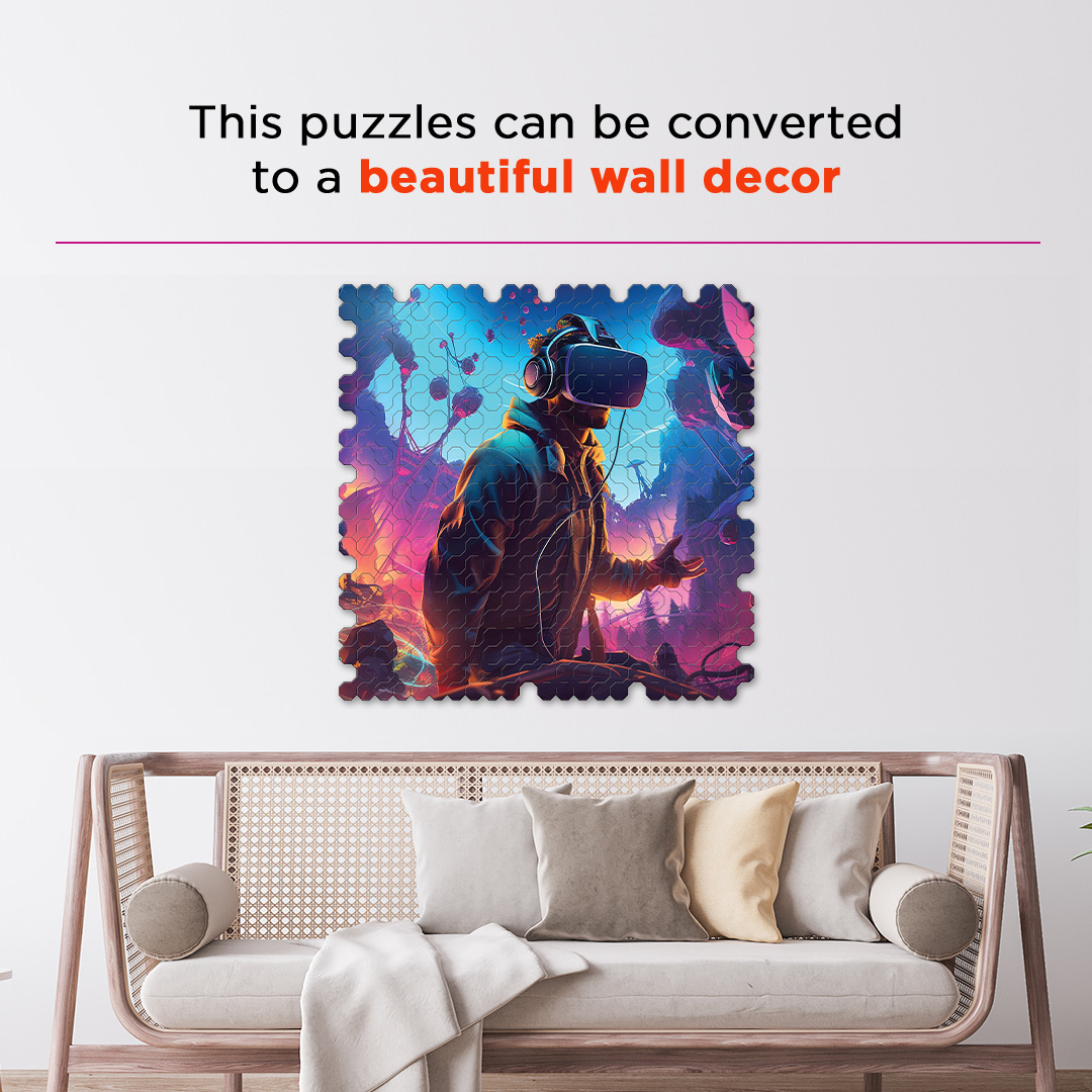 Virtual Gaming a futuristic new age Octagon combined shape jigsaw puzzle