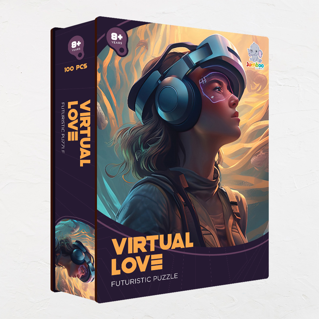 Virtual Love a futuristic new age Octagon combined shape jigsaw puzzle