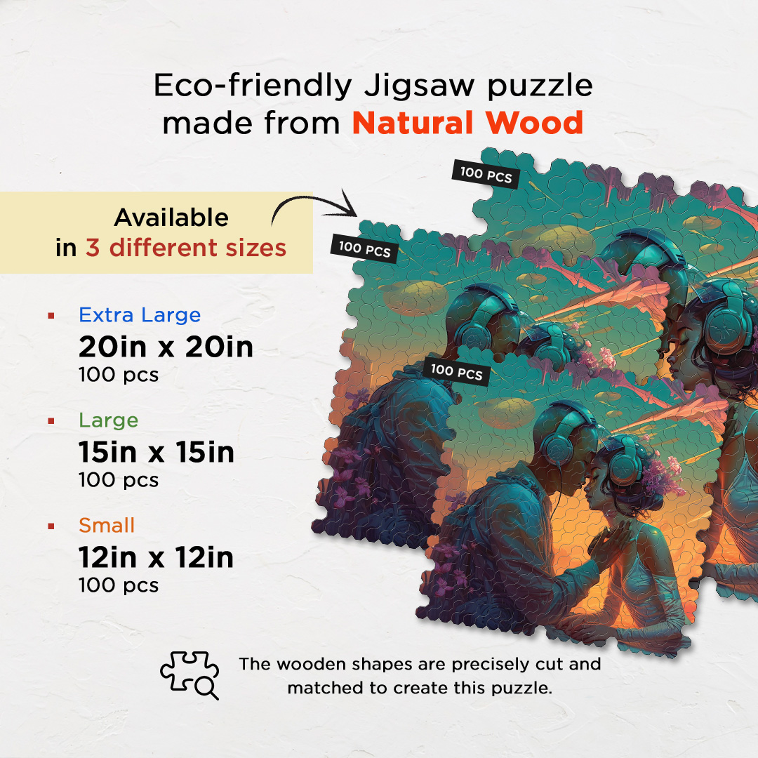 Virtual Love a futuristic new age Octagon combined shape jigsaw puzzle