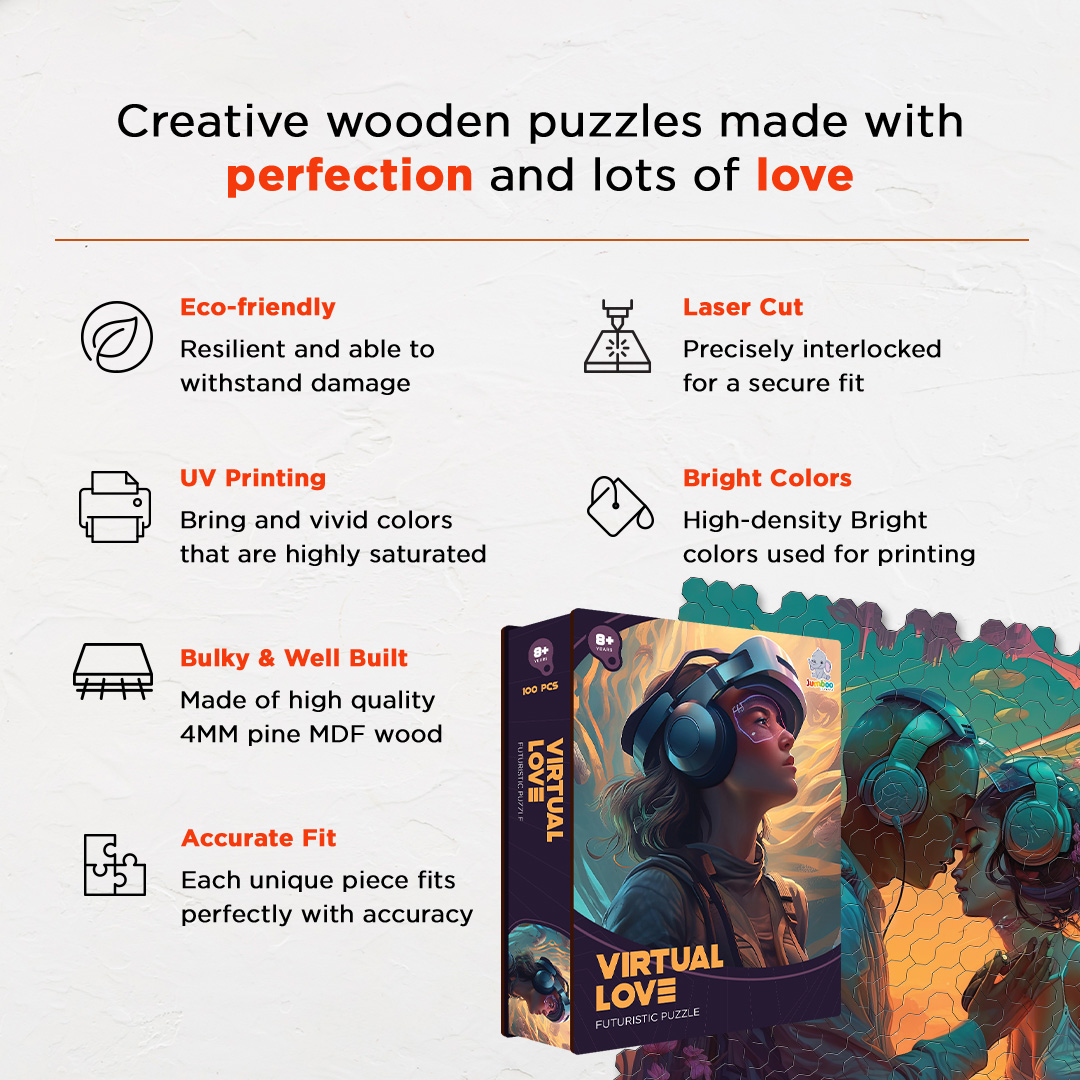 Virtual Love a futuristic new age Octagon combined shape jigsaw puzzle