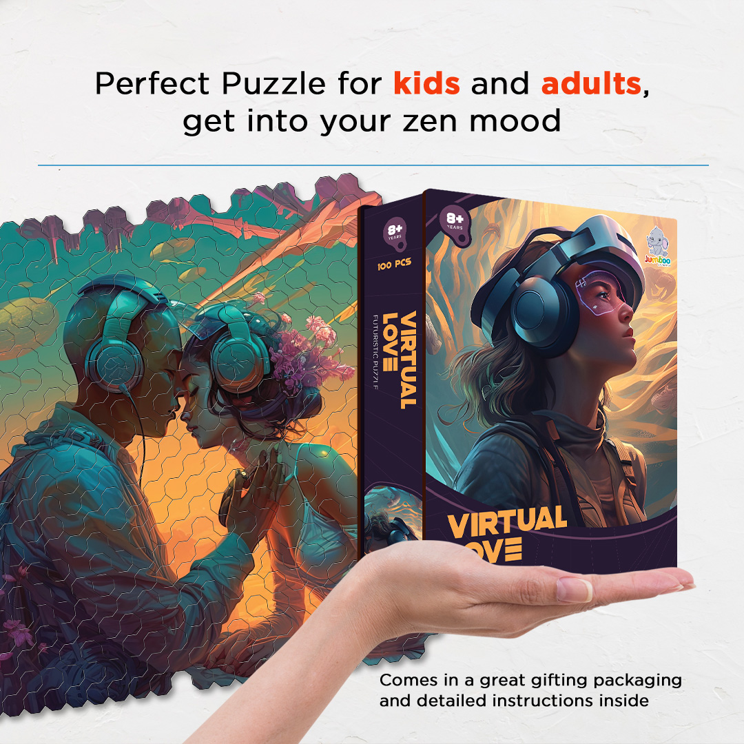 Virtual Love a futuristic new age Octagon combined shape jigsaw puzzle