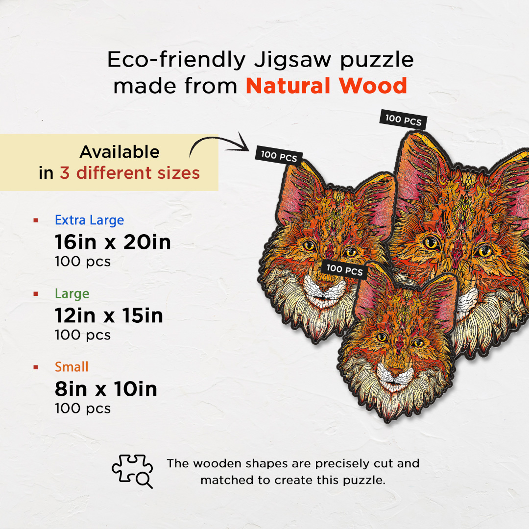 Wild Fox creative jigsaw puzzle for kids and adults includes different custom shapes