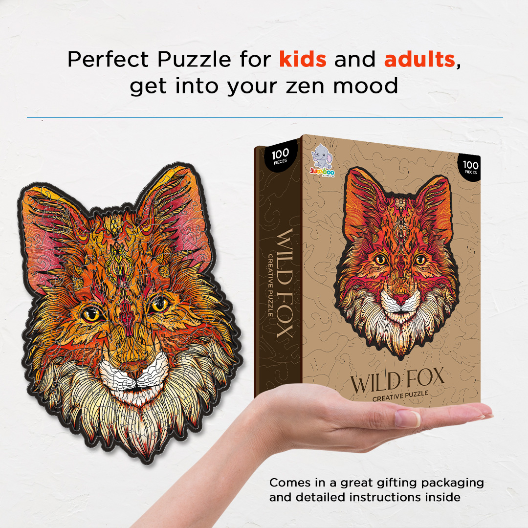 Wild Fox creative jigsaw puzzle for kids and adults includes different custom shapes