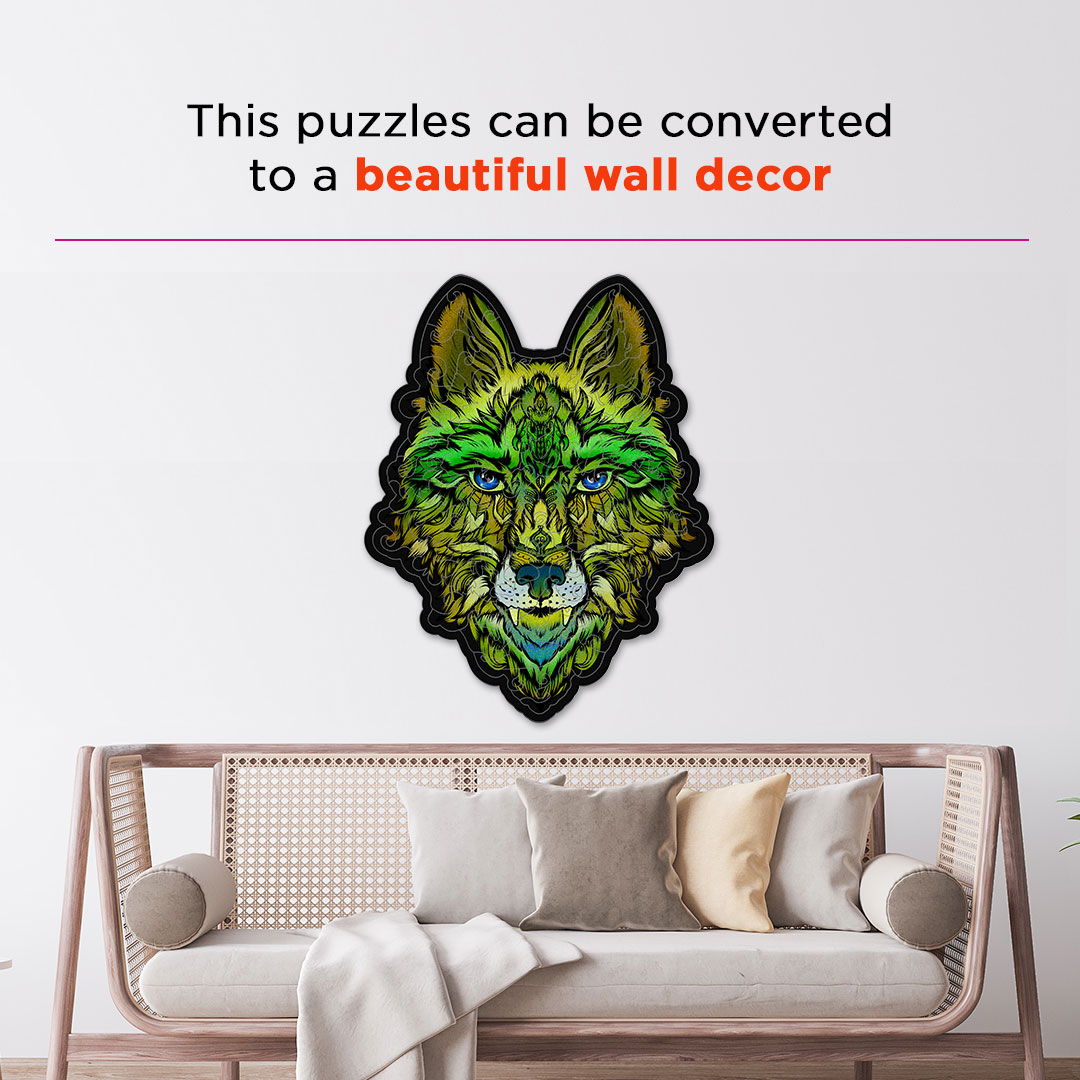 Wild Wolf creative jigsaw puzzle for kids and adults includes different custom shapes